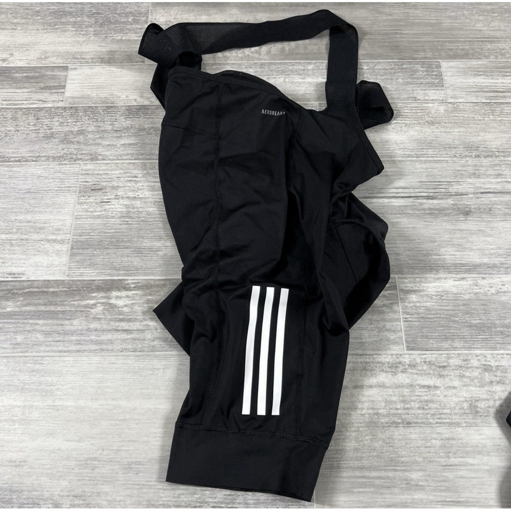 Adidas Men's Large The Padded Cycling Bib Shorts, Black/White Aeroready IJ8339 - Picture 3 of 7